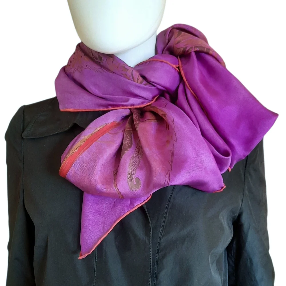 HERMÈS Equateur Silk Twill Scarf Dip Dye 140cm Violet/Multi - Picture 5 of 16